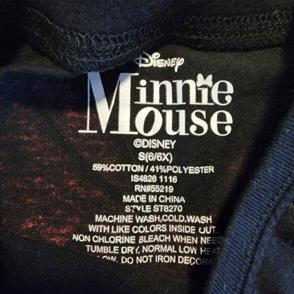 Disney Minnie Mouse Black T-shirt Size 6‎ / 6X RN#55219 Glitter Design - Picture 2 of 6